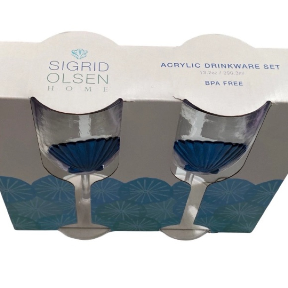 Sigrid Olsen Home Acrylic Blue Sea Shells Drinkware Set